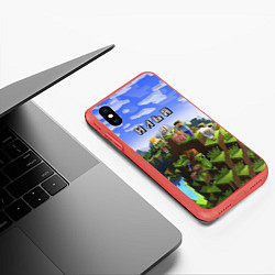 Чехол iPhone XS Max матовый Майнкрафт: Илья, цвет: 3D-красный — фото 2