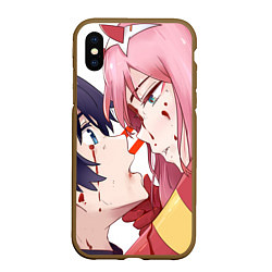 Чехол iPhone XS Max матовый Darling in the FranXX, цвет: 3D-коричневый