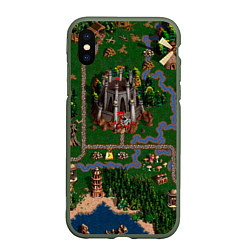 Чехол iPhone XS Max матовый Heroes III: Map, цвет: 3D-темно-зеленый