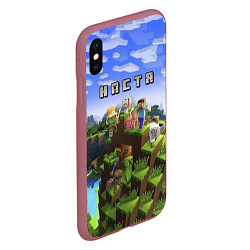 Чехол iPhone XS Max матовый Minecraft: Настя, цвет: 3D-малиновый — фото 2