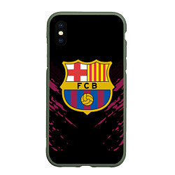 Чехол iPhone XS Max матовый Barcelona FC: Sport Fashion, цвет: 3D-темно-зеленый