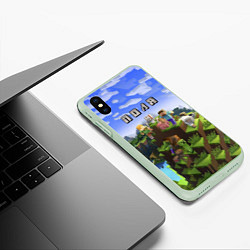 Чехол iPhone XS Max матовый Майнкрафт: Поля, цвет: 3D-салатовый — фото 2