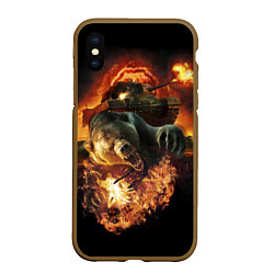 Чехол iPhone XS Max матовый Армейский медведь, цвет: 3D-коричневый