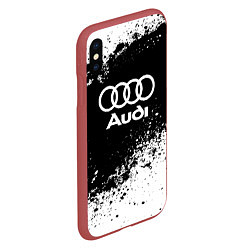 Чехол iPhone XS Max матовый Audi: Black Spray, цвет: 3D-красный — фото 2
