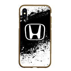 Чехол iPhone XS Max матовый Honda: Black Spray, цвет: 3D-коричневый
