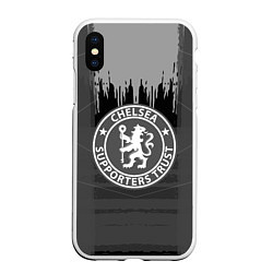 Чехол iPhone XS Max матовый FC Chelsea: Grey Abstract, цвет: 3D-белый