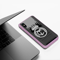 Чехол iPhone XS Max матовый FC Real Madrid: Grey Abstract, цвет: 3D-сиреневый — фото 2