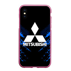 Чехол iPhone XS Max матовый Mitsubishi: Blue Anger, цвет: 3D-малиновый