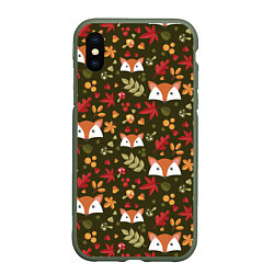 Чехол iPhone XS Max матовый Осенние лисички