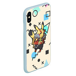 Чехол iPhone XS Max матовый Pikachu Geometry, цвет: 3D-голубой — фото 2