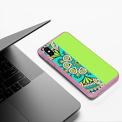 Чехол iPhone XS Max матовый Салатовый цветок мандалы, цвет: 3D-розовый — фото 2