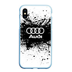 Чехол iPhone XS Max матовый Audi: Black Spray, цвет: 3D-голубой