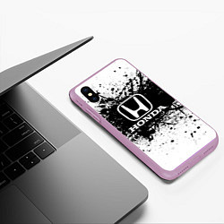 Чехол iPhone XS Max матовый Honda: Black Spray, цвет: 3D-сиреневый — фото 2