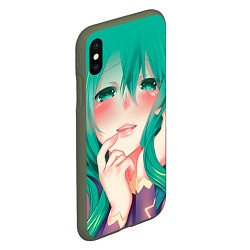 Чехол iPhone XS Max матовый Miku Ahegao, цвет: 3D-темно-зеленый — фото 2