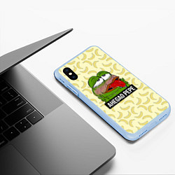 Чехол iPhone XS Max матовый Ahegao Pepe, цвет: 3D-голубой — фото 2