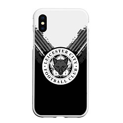 Чехол iPhone XS Max матовый FC Leicester City: Black Style, цвет: 3D-белый