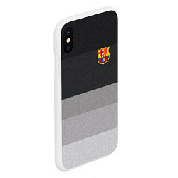 Чехол iPhone XS Max матовый ФК Барселона: Серый стиль, цвет: 3D-белый — фото 2
