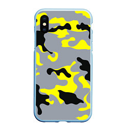 Чехол iPhone XS Max матовый Yellow & Grey Camouflage