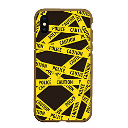 Чехол iPhone XS Max матовый Police Caution, цвет: 3D-коричневый