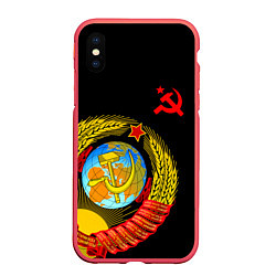 Чехол iPhone XS Max матовый Герб СССР, цвет: 3D-красный