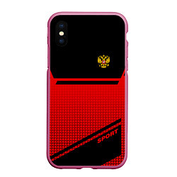 Чехол iPhone XS Max матовый Russia: Red Sport, цвет: 3D-малиновый