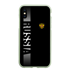 Чехол iPhone XS Max матовый Russia: Black Line, цвет: 3D-салатовый