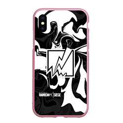 Чехол iPhone XS Max матовый Rainbow Six: Black & White, цвет: 3D-розовый