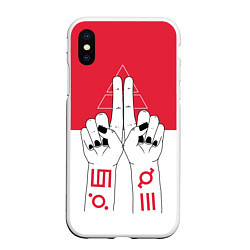 Чехол iPhone XS Max матовый 30 STM: Faith Hands, цвет: 3D-белый