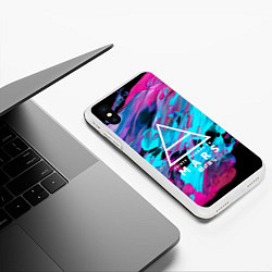 Чехол iPhone XS Max матовый 30 STM: Neon Colours, цвет: 3D-белый — фото 2