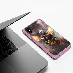 Чехол iPhone XS Max матовый Пожарный ангел, цвет: 3D-розовый — фото 2