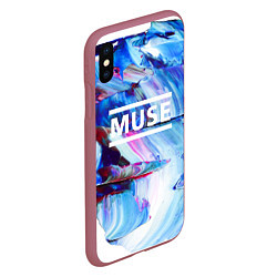 Чехол iPhone XS Max матовый MUSE: Blue Colours, цвет: 3D-малиновый — фото 2