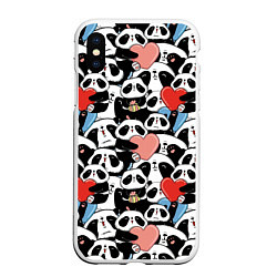 Чехол iPhone XS Max матовый Funny Pandas, цвет: 3D-белый