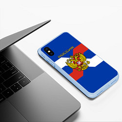 Чехол iPhone XS Max матовый Спортивная Россия, цвет: 3D-голубой — фото 2