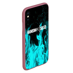 Чехол iPhone XS Max матовый R6S: Turquoise Flame, цвет: 3D-малиновый — фото 2