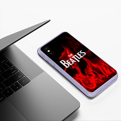 Чехол iPhone XS Max матовый The Beatles: Red Flame, цвет: 3D-светло-сиреневый — фото 2