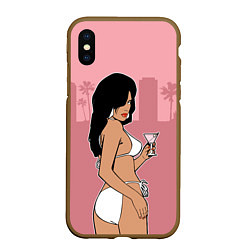 Чехол iPhone XS Max матовый GTA VC: Girl with Martini, цвет: 3D-коричневый