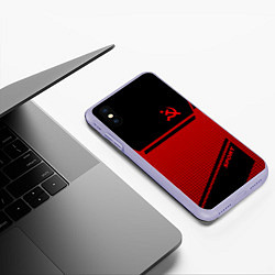 Чехол iPhone XS Max матовый USSR: Black Sport, цвет: 3D-светло-сиреневый — фото 2