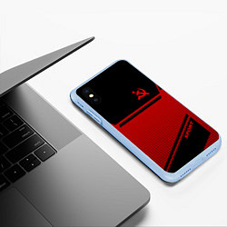 Чехол iPhone XS Max матовый USSR: Black Sport, цвет: 3D-голубой — фото 2