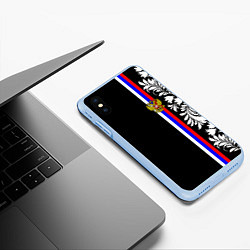 Чехол iPhone XS Max матовый Россия: цветочная коллекция, цвет: 3D-голубой — фото 2