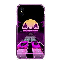 Чехол iPhone XS Max матовый Digital Race, цвет: 3D-фиолетовый