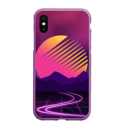 Чехол iPhone XS Max матовый Digital Sun, цвет: 3D-фиолетовый