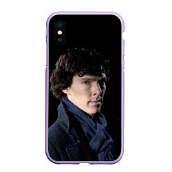 Чехол iPhone XS Max матовый Sherlock, цвет: 3D-светло-сиреневый