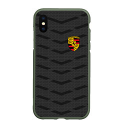 Чехол iPhone XS Max матовый Porsche: Grey Sport, цвет: 3D-темно-зеленый