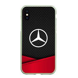 Чехол iPhone XS Max матовый Mercedes Benz: Grey Carbon, цвет: 3D-салатовый