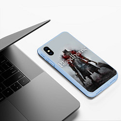 Чехол iPhone XS Max матовый Bloodborne: Hell Knight, цвет: 3D-голубой — фото 2