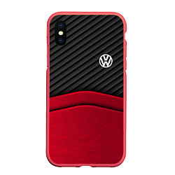 Чехол iPhone XS Max матовый Volkswagen: Red Carbon, цвет: 3D-красный