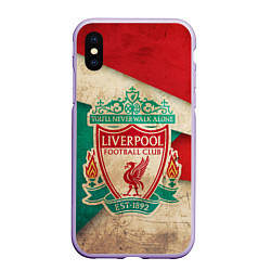 Чехол iPhone XS Max матовый FC Liverpool: Old Style, цвет: 3D-светло-сиреневый