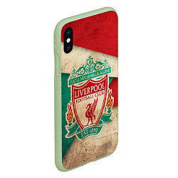 Чехол iPhone XS Max матовый FC Liverpool: Old Style, цвет: 3D-салатовый — фото 2