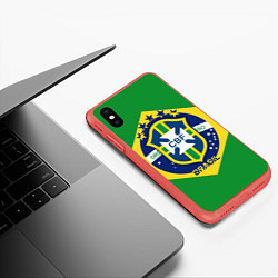 Чехол iPhone XS Max матовый CBF Brazil, цвет: 3D-красный — фото 2