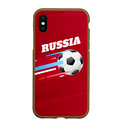 Чехол iPhone XS Max матовый Russia Football, цвет: 3D-коричневый